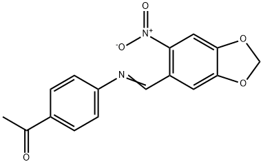 1-(4-{[(6-nitro-1,3-benzodioxol-5-yl)methylene]amino}phenyl)ethanone Struktur