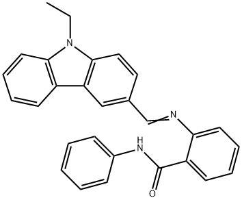 2-{[(9-ethyl-9H-carbazol-3-yl)methylene]amino}-N-phenylbenzamide Struktur