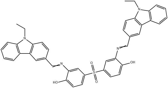 4,4'-sulfonylbis(2-{[(9-ethyl-9H-carbazol-3-yl)methylene]amino}phenol) Struktur