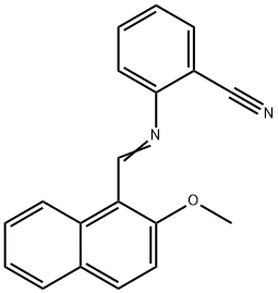 2-{[(2-methoxy-1-naphthyl)methylene]amino}benzonitrile Struktur