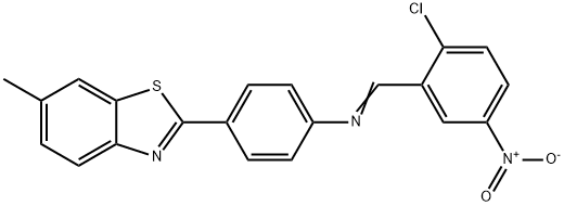 N-(2-chloro-5-nitrobenzylidene)-4-(6-methyl-1,3-benzothiazol-2-yl)aniline Struktur