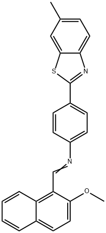 N-[(2-methoxy-1-naphthyl)methylene]-4-(6-methyl-1,3-benzothiazol-2-yl)aniline Struktur