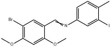 N-(5-bromo-2,4-dimethoxybenzylidene)-3-iodo-4-methylaniline Struktur