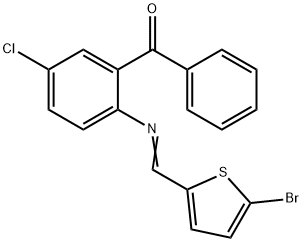 (2-{[(5-bromo-2-thienyl)methylene]amino}-5-chlorophenyl)(phenyl)methanone Struktur