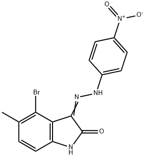 4-bromo-5-methyl-3-[(4-nitrophenyl)hydrazono]-1,3-dihydro-2H-indol-2-one Struktur