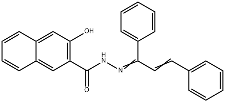 N'-(1,3-diphenyl-2-propen-1-ylidene)-3-hydroxy-2-naphthohydrazide Struktur