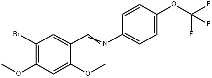 N-(5-bromo-2,4-dimethoxybenzylidene)-4-(trifluoromethoxy)aniline Struktur