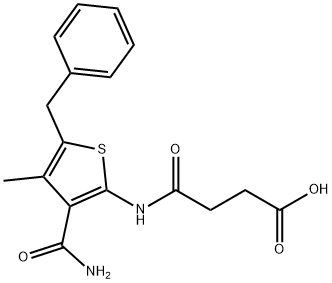 4-((5-benzyl-3-carbamoyl-4-methylthiophen-2-yl)amino)-4-oxobutanoic acid Struktur