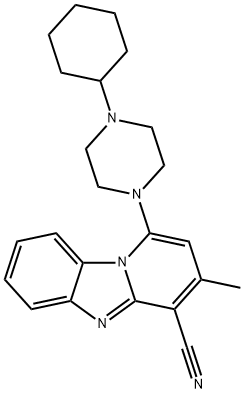 1-(4-cyclohexylpiperazin-1-yl)-3-methylbenzo[4,5]imidazo[1,2-a]pyridine-4-carbonitrile Struktur