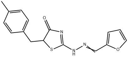 (E)-2-(((E)-furan-2-ylmethylene)hydrazono)-5-(4-methylbenzyl)thiazolidin-4-one Struktur