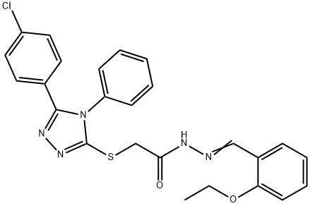 2-{[5-(4-chlorophenyl)-4-phenyl-4H-1,2,4-triazol-3-yl]sulfanyl}-N'-[(E)-(2-ethoxyphenyl)methylidene]acetohydrazide Struktur