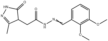 N-[(E)-(2,3-dimethoxyphenyl)methylideneamino]-2-(3-methyl-5-oxo-1,4-dihydropyrazol-4-yl)acetamide Struktur