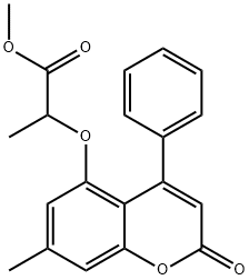 methyl 2-((7-methyl-2-oxo-4-phenyl-2H-chromen-5-yl)oxy)propanoate Struktur