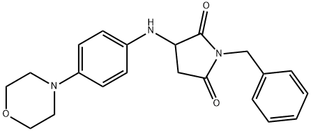 1-benzyl-3-((4-morpholinophenyl)amino)pyrrolidine-2,5-dione Struktur