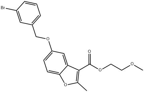 2-methoxyethyl 5-((3-bromobenzyl)oxy)-2-methylbenzofuran-3-carboxylate Struktur