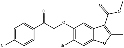 methyl 6-bromo-5-(2-(4-chlorophenyl)-2-oxoethoxy)-2-methylbenzofuran-3-carboxylate Struktur