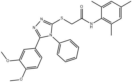 2-[[5-(3,4-dimethoxyphenyl)-4-phenyl-1,2,4-triazol-3-yl]sulfanyl]-N-(2,4,6-trimethylphenyl)acetamide Struktur