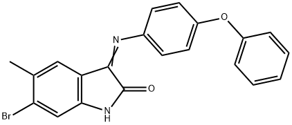 6-bromo-5-methyl-3-[(4-phenoxyphenyl)imino]-1,3-dihydro-2H-indol-2-one Struktur