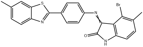 4-bromo-5-methyl-3-{[4-(6-methyl-1,3-benzothiazol-2-yl)phenyl]imino}-1,3-dihydro-2H-indol-2-one Struktur