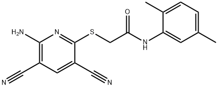 2-[(6-amino-3,5-dicyanopyridin-2-yl)sulfanyl]-N-(2,5-dimethylphenyl)acetamide Struktur