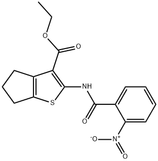 ethyl 2-(2-nitrobenzamido)-5,6-dihydro-4H-cyclopenta[b]thiophene-3-carboxylate Struktur