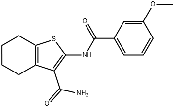 2-(3-methoxybenzamido)-4,5,6,7-tetrahydrobenzo[b]thiophene-3-carboxamide Struktur