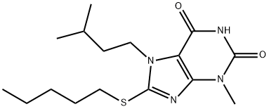 7-isopentyl-3-methyl-8-(pentylthio)-3,7-dihydro-1H-purine-2,6-dione Struktur