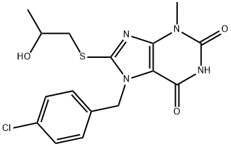 7-(4-chlorobenzyl)-8-((2-hydroxypropyl)thio)-3-methyl-3,7-dihydro-1H-purine-2,6-dione Struktur