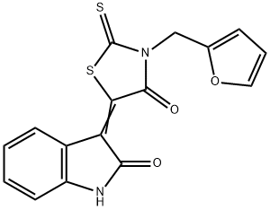 (Z)-3-(furan-2-ylmethyl)-5-(2-oxoindolin-3-ylidene)-2-thioxothiazolidin-4-one Struktur