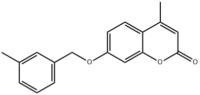 4-methyl-7-((3-methylbenzyl)oxy)-2H-chromen-2-one Struktur