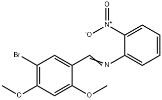 N-(5-bromo-2,4-dimethoxybenzylidene)-2-nitroaniline Struktur