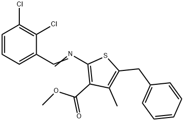 methyl 5-benzyl-2-[(2,3-dichlorobenzylidene)amino]-4-methyl-3-thiophenecarboxylate Struktur