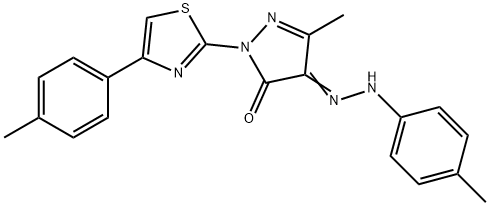 5-methyl-4-[(4-methylphenyl)hydrazono]-2-[4-(4-methylphenyl)-1,3-thiazol-2-yl]-2,4-dihydro-3H-pyrazol-3-one Struktur