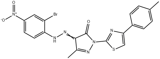 4-[(2-bromo-4-nitrophenyl)hydrazono]-5-methyl-2-[4-(4-methylphenyl)-1,3-thiazol-2-yl]-2,4-dihydro-3H-pyrazol-3-one Struktur