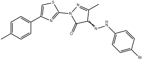 4-[(4-bromophenyl)hydrazono]-5-methyl-2-[4-(4-methylphenyl)-1,3-thiazol-2-yl]-2,4-dihydro-3H-pyrazol-3-one Struktur