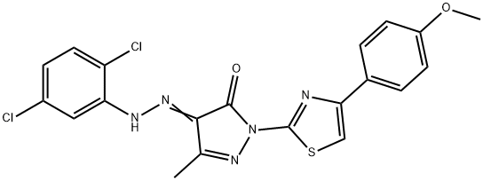 4-[(2,5-dichlorophenyl)hydrazono]-2-[4-(4-methoxyphenyl)-1,3-thiazol-2-yl]-5-methyl-2,4-dihydro-3H-pyrazol-3-one Struktur