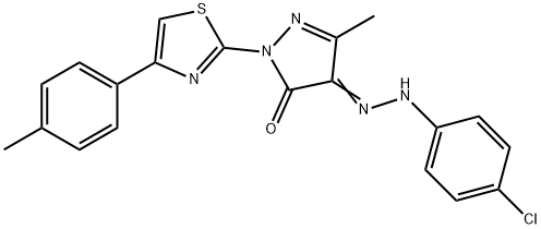 4-[(4-chlorophenyl)hydrazono]-5-methyl-2-[4-(4-methylphenyl)-1,3-thiazol-2-yl]-2,4-dihydro-3H-pyrazol-3-one Struktur