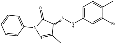 4-[(3-bromo-4-methylphenyl)hydrazono]-5-methyl-2-phenyl-2,4-dihydro-3H-pyrazol-3-one Struktur