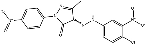 4-[(4-chloro-3-nitrophenyl)hydrazono]-5-methyl-2-(4-nitrophenyl)-2,4-dihydro-3H-pyrazol-3-one Struktur