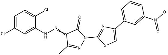 4-[(2,5-dichlorophenyl)hydrazono]-5-methyl-2-[4-(3-nitrophenyl)-1,3-thiazol-2-yl]-2,4-dihydro-3H-pyrazol-3-one Struktur