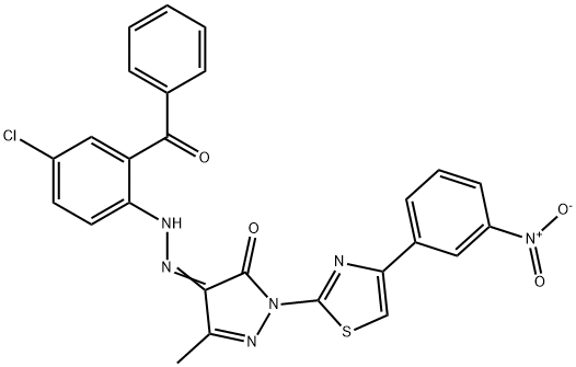 4-[(2-benzoyl-4-chlorophenyl)hydrazono]-5-methyl-2-[4-(3-nitrophenyl)-1,3-thiazol-2-yl]-2,4-dihydro-3H-pyrazol-3-one Struktur