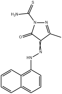 3-methyl-4-(1-naphthylhydrazono)-5-oxo-4,5-dihydro-1H-pyrazole-1-carbothioamide Struktur