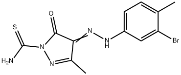 4-[(3-bromo-4-methylphenyl)hydrazono]-3-methyl-5-oxo-4,5-dihydro-1H-pyrazole-1-carbothioamide Struktur