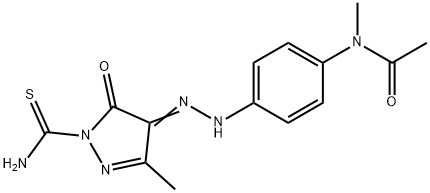 N-(4-{2-[1-(aminocarbonothioyl)-3-methyl-5-oxo-1,5-dihydro-4H-pyrazol-4-ylidene]hydrazino}phenyl)-N-methylacetamide Struktur