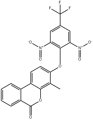 3-(2,6-dinitro-4-(trifluoromethyl)phenoxy)-4-methyl-6H-benzo[c]chromen-6-one Struktur