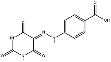 4-[2-(2,4,6-trioxo-1,3-diazinan-5-ylidene)hydrazinyl]benzoic acid Struktur