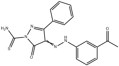 4-[(3-acetylphenyl)hydrazono]-5-oxo-3-phenyl-4,5-dihydro-1H-pyrazole-1-carbothioamide Struktur