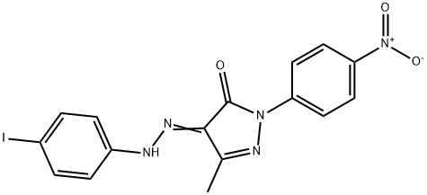 4-[(4-iodophenyl)hydrazono]-5-methyl-2-(4-nitrophenyl)-2,4-dihydro-3H-pyrazol-3-one Struktur