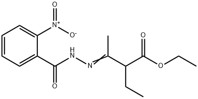 ethyl 2-ethyl-3-[(2-nitrobenzoyl)hydrazono]butanoate Struktur