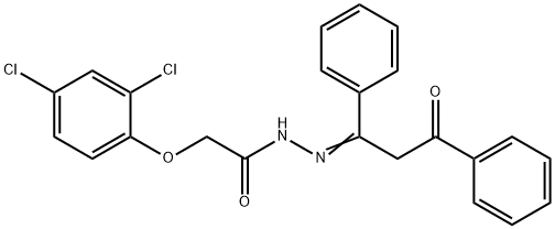 2-(2,4-dichlorophenoxy)-N'-(3-oxo-1,3-diphenylpropylidene)acetohydrazide Struktur